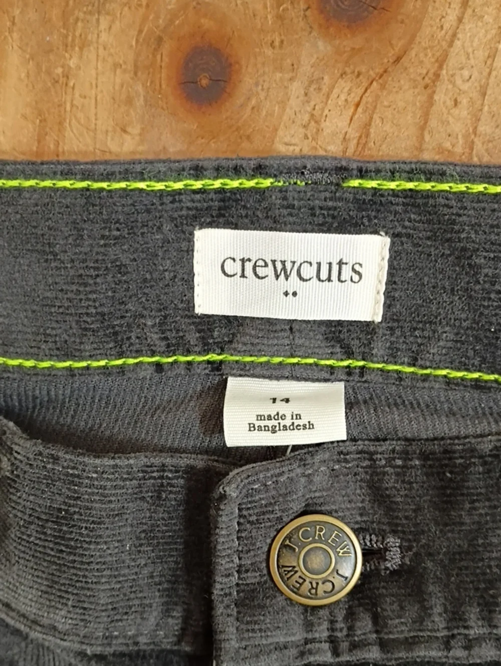 Crewcuts Gray High Waist Straight Leg Corduroys Kids Size 14 NWT